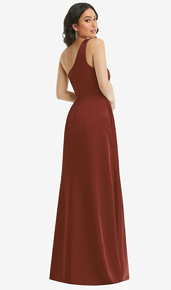 Back View - Auburn Moon One-Shoulder High Low Maxi Dress with Pockets