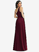 Rear View Thumbnail - Cabernet One-Shoulder High Low Maxi Dress with Pockets