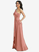 Side View Thumbnail - Desert Rose One-Shoulder High Low Maxi Dress with Pockets