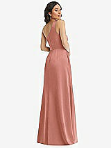 Rear View Thumbnail - Desert Rose One-Shoulder High Low Maxi Dress with Pockets