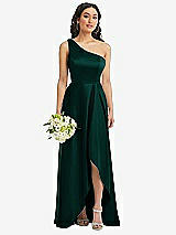 Alt View 1 Thumbnail - Evergreen One-Shoulder High Low Maxi Dress with Pockets