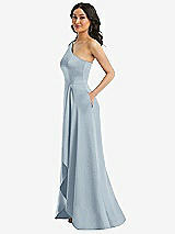Side View Thumbnail - Mist One-Shoulder High Low Maxi Dress with Pockets