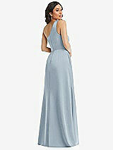 Rear View Thumbnail - Mist One-Shoulder High Low Maxi Dress with Pockets