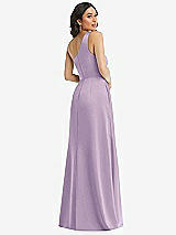 Rear View Thumbnail - Pale Purple One-Shoulder High Low Maxi Dress with Pockets