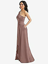 Side View Thumbnail - Sienna One-Shoulder High Low Maxi Dress with Pockets