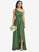 Alt View 1 Thumbnail - Vineyard Green One-Shoulder High Low Maxi Dress with Pockets