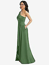 Side View Thumbnail - Vineyard Green One-Shoulder High Low Maxi Dress with Pockets