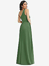Rear View Thumbnail - Vineyard Green One-Shoulder High Low Maxi Dress with Pockets