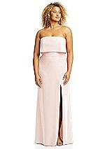 Alt View 3 Thumbnail - Blush Strapless Overlay Bodice Crepe Maxi Dress with Front Slit