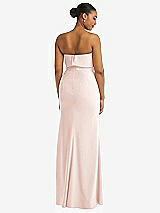 Rear View Thumbnail - Blush Strapless Overlay Bodice Crepe Maxi Dress with Front Slit