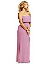 Alt View 4 Thumbnail - Powder Pink Strapless Overlay Bodice Crepe Maxi Dress with Front Slit