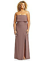 Alt View 3 Thumbnail - Sienna Strapless Overlay Bodice Crepe Maxi Dress with Front Slit