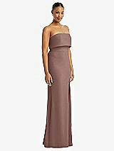 Side View Thumbnail - Sienna Strapless Overlay Bodice Crepe Maxi Dress with Front Slit