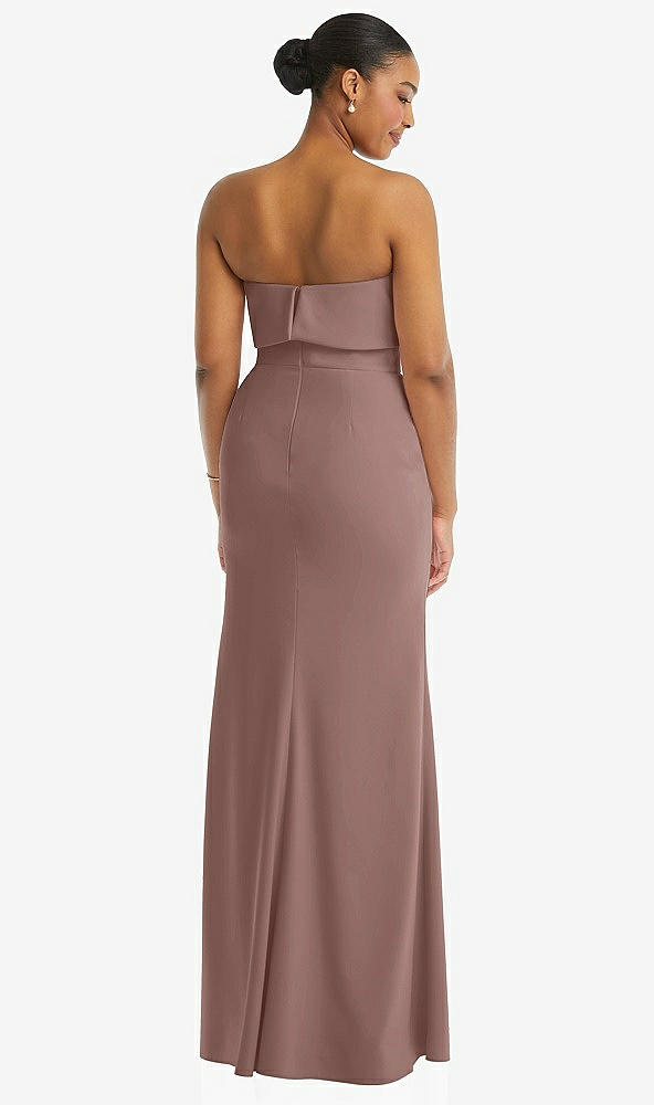 Back View - Sienna Strapless Overlay Bodice Crepe Maxi Dress with Front Slit
