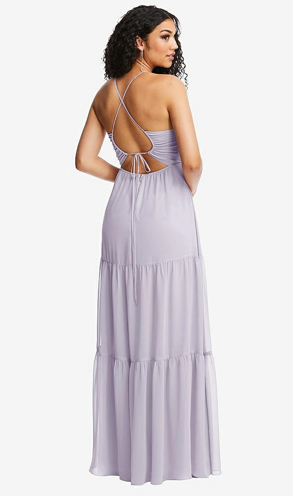 Back View - Moondance Drawstring Bodice Gathered Tie Open-Back Maxi Dress with Tiered Skirt
