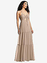 Alt View 1 Thumbnail - Topaz Drawstring Bodice Gathered Tie Open-Back Maxi Dress with Tiered Skirt