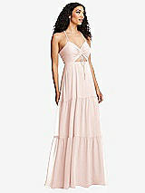 Alt View 1 Thumbnail - Blush Drawstring Bodice Gathered Tie Open-Back Maxi Dress with Tiered Skirt