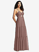 Side View Thumbnail - Sienna Drawstring Bodice Gathered Tie Open-Back Maxi Dress with Tiered Skirt