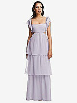 Front View Thumbnail - Moondance Flutter Sleeve Cutout Tie-Back Maxi Dress with Tiered Ruffle Skirt