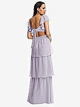 Rear View Thumbnail - Moondance Flutter Sleeve Cutout Tie-Back Maxi Dress with Tiered Ruffle Skirt