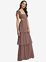 Side View Thumbnail - Sienna Flutter Sleeve Cutout Tie-Back Maxi Dress with Tiered Ruffle Skirt