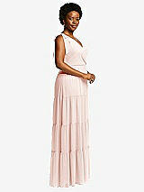 Alt View 2 Thumbnail - Blush Bow-Shoulder Faux Wrap Maxi Dress with Tiered Skirt