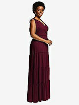 Alt View 2 Thumbnail - Cabernet Bow-Shoulder Faux Wrap Maxi Dress with Tiered Skirt