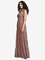 Side View Thumbnail - Sienna Bow-Shoulder Faux Wrap Maxi Dress with Tiered Skirt