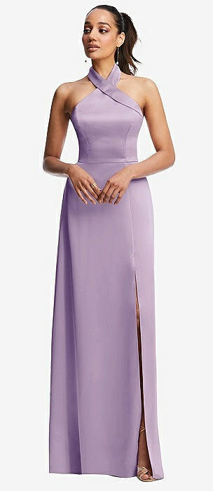 purple halter dress short