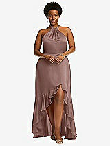 Alt View 4 Thumbnail - Sienna Tie-Neck Halter Maxi Dress with Asymmetric Cascade Ruffle Skirt