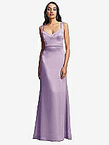 Front View Thumbnail - Pale Purple Framed Bodice Criss Criss Open Back A-Line Maxi Dress
