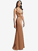 Side View Thumbnail - Toffee Framed Bodice Criss Criss Open Back A-Line Maxi Dress