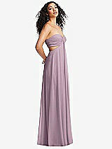 Alt View 1 Thumbnail - Suede Rose Strapless Empire Waist Cutout Maxi Dress with Covered Button Detail