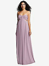 Alt View 2 Thumbnail - Suede Rose Strapless Empire Waist Cutout Maxi Dress with Covered Button Detail