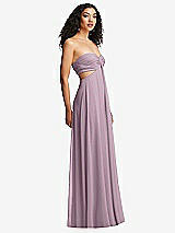 Alt View 3 Thumbnail - Suede Rose Strapless Empire Waist Cutout Maxi Dress with Covered Button Detail