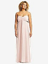 Front View Thumbnail - Blush Strapless Empire Waist Cutout Maxi Dress with Covered Button Detail