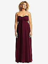 Front View Thumbnail - Cabernet Strapless Empire Waist Cutout Maxi Dress with Covered Button Detail