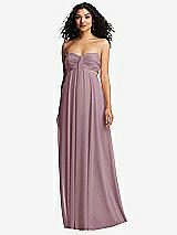 Alt View 2 Thumbnail - Dusty Rose Strapless Empire Waist Cutout Maxi Dress with Covered Button Detail