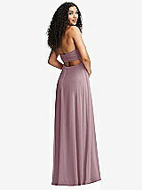 Alt View 4 Thumbnail - Dusty Rose Strapless Empire Waist Cutout Maxi Dress with Covered Button Detail