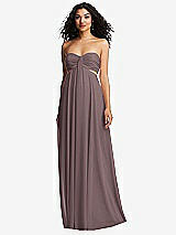 Alt View 2 Thumbnail - French Truffle Strapless Empire Waist Cutout Maxi Dress with Covered Button Detail