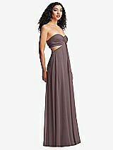 Alt View 3 Thumbnail - French Truffle Strapless Empire Waist Cutout Maxi Dress with Covered Button Detail