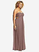 Side View Thumbnail - Sienna Strapless Empire Waist Cutout Maxi Dress with Covered Button Detail