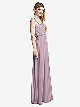 Side View Thumbnail - Suede Rose Skinny Tie-Shoulder Ruffle-Trimmed Blouson Maxi Dress