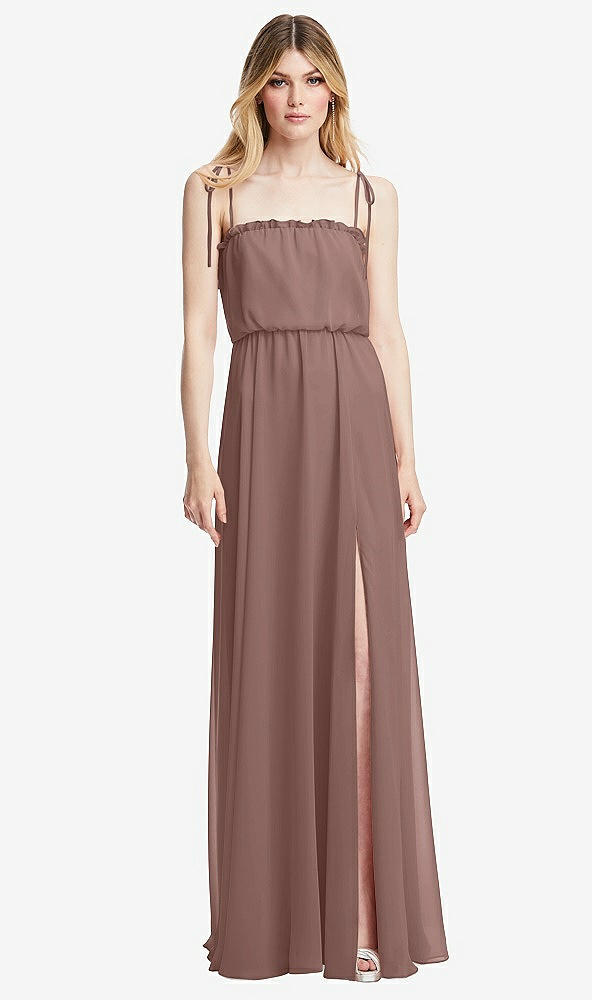 Front View - Sienna Skinny Tie-Shoulder Ruffle-Trimmed Blouson Maxi Dress