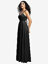 Side View Thumbnail - Black Dual Strap V-Neck Lace-Up Open-Back Maxi Dress