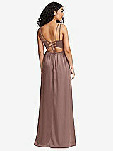 Rear View Thumbnail - Sienna Dual Strap V-Neck Lace-Up Open-Back Maxi Dress