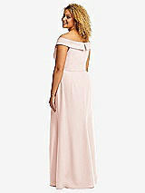 Alt View 3 Thumbnail - Blush Cuffed Off-the-Shoulder Pleated Faux Wrap Maxi Dress