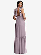 Rear View Thumbnail - Lilac Dusk Tiered Ruffle Plunge Neck Open-Back Maxi Dress with Deep Ruffle Skirt