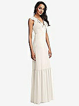 Side View Thumbnail - Ivory Tiered Ruffle Plunge Neck Open-Back Maxi Dress with Deep Ruffle Skirt