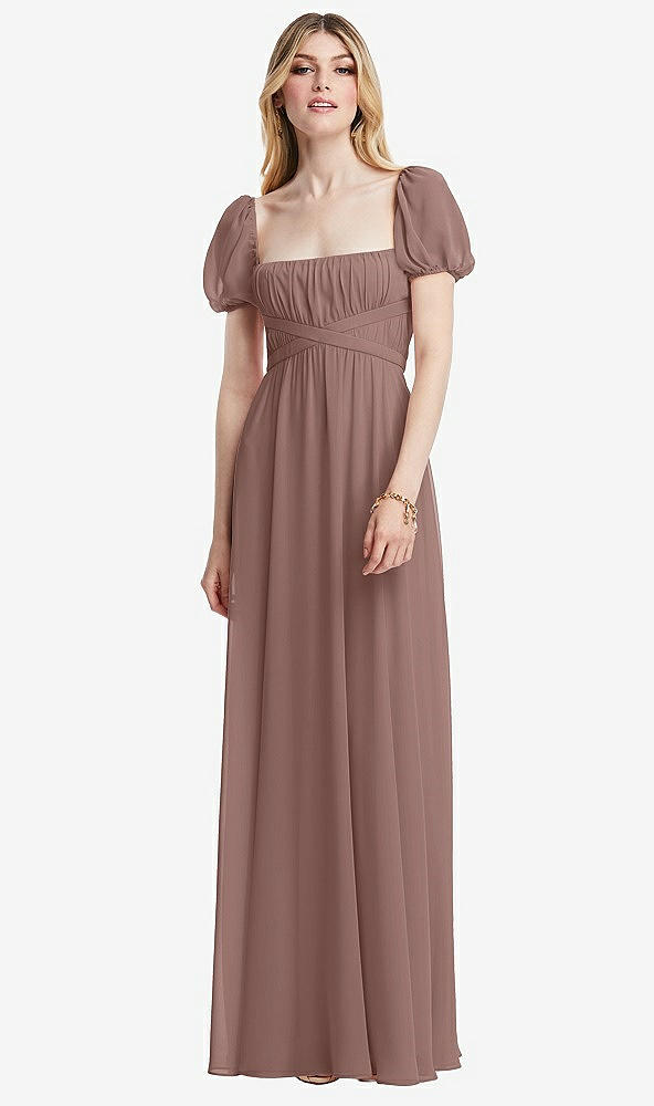 Front View - Sienna Regency Empire Waist Puff Sleeve Chiffon Maxi Dress
